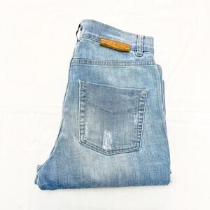 Marella Sport 318103852 Light Wash Straight Leg Denim Jeans Raw Hem Size 2